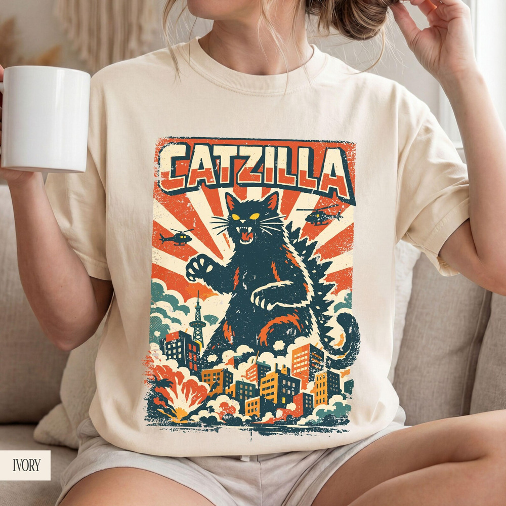 Funny Cat Tshirt, Catzilla T Shirt
